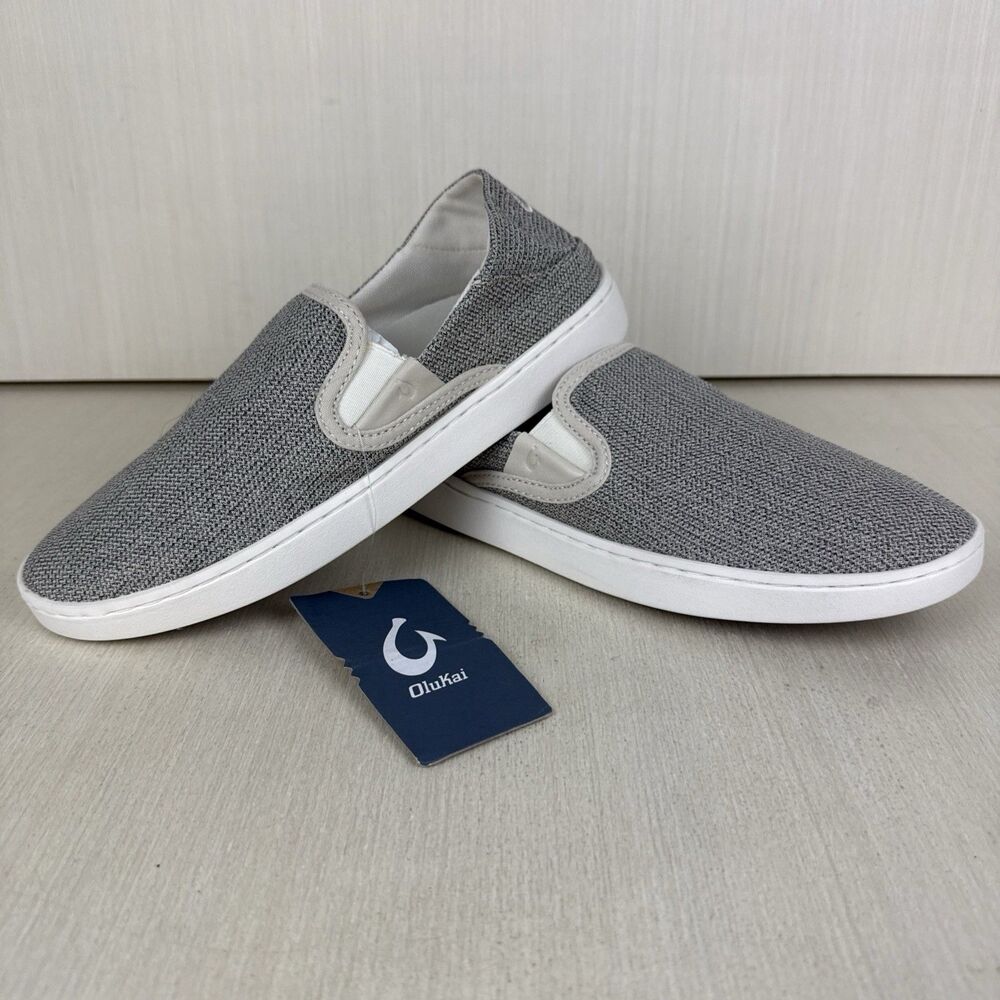 Olukai Pehuea Shoes Women’s Size 7 Gray Tapa/Tapa Slip-On New